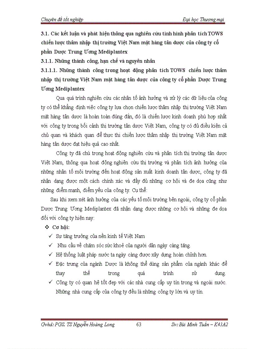 image for page Phân tích tows chiến lược thâm nhập thị trường việt nam mặt hàng tân dược của công ty cổ phần dược trung ương mediplantex