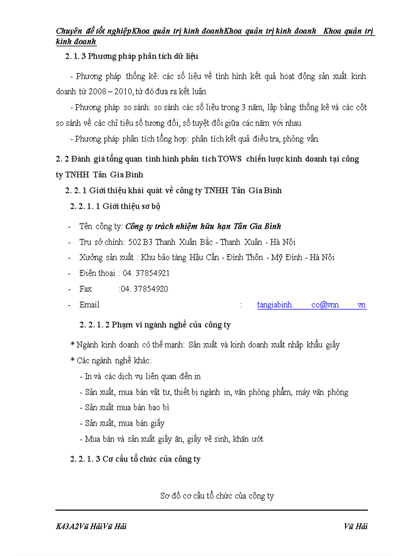 image for page Phân tích TOWS chiến lược kinh doanh tại công ty TNHH Tân Gia Bình