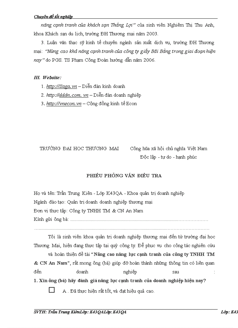 image for page Nâng cao năng lực cạnh tranh của công ty TNHH TM & CN An Nam