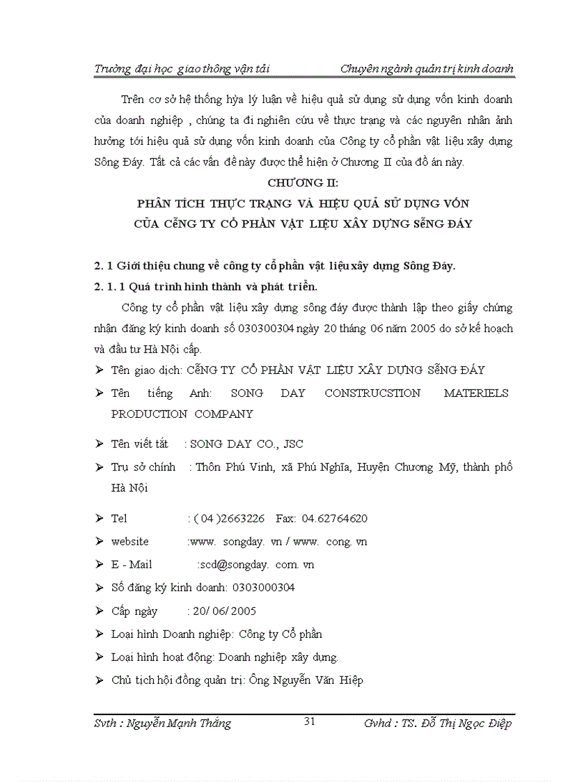 image for page Một số biện pháp nâng cao hiệu quả sử dụng vốn trong công ty cổ phần vật liệu xây dựng Sông Đáy