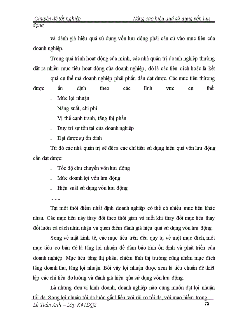 image for page Nâng cao hiệu quả sử dụng vốn lưu động ở Công ty TNHH Hữu Thanh