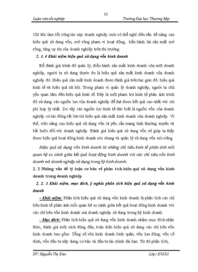 image for page Hoàn thiện nội dung và phương pháp phân tích hiệu quả sử dụng vốn kinh doanh tại công ty TNHH Hưng Long