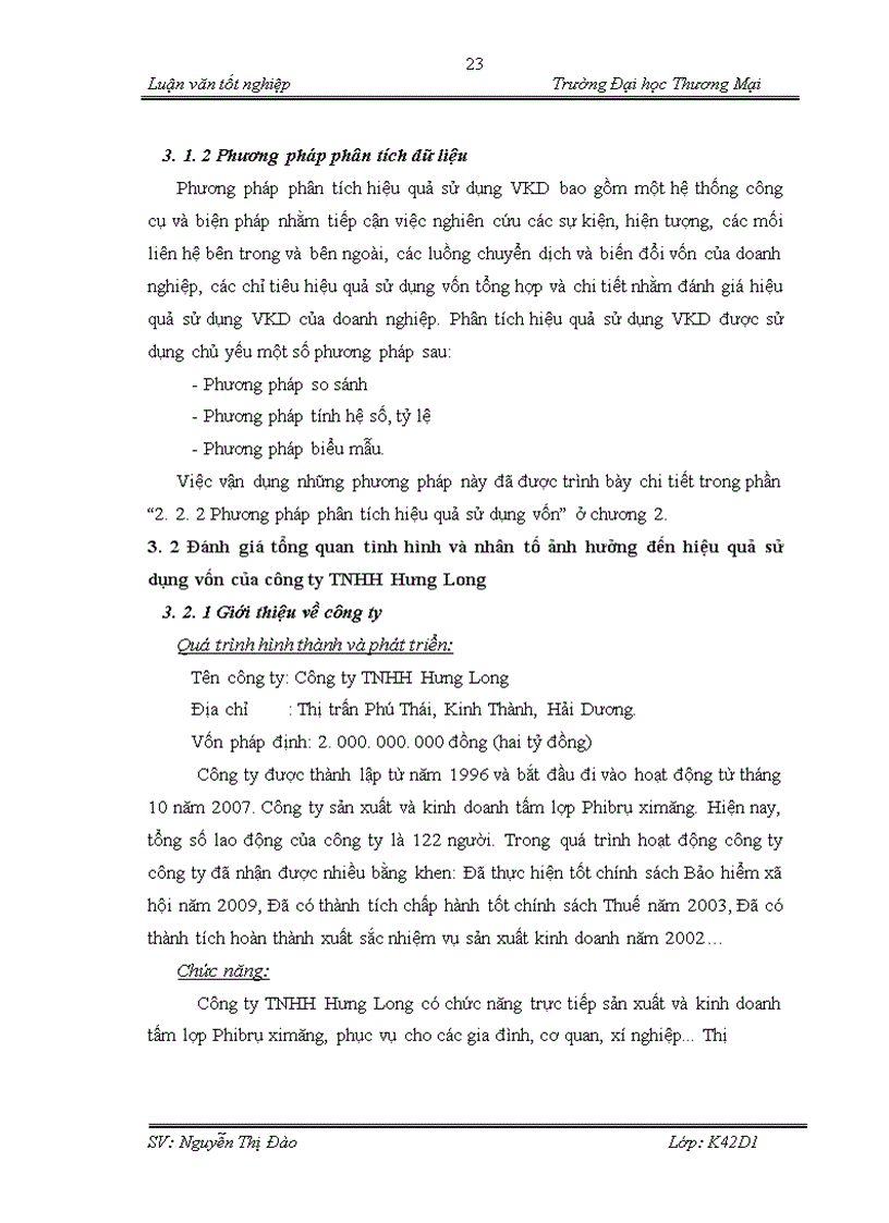 image for page Hoàn thiện nội dung và phương pháp phân tích hiệu quả sử dụng vốn kinh doanh tại công ty TNHH Hưng Long
