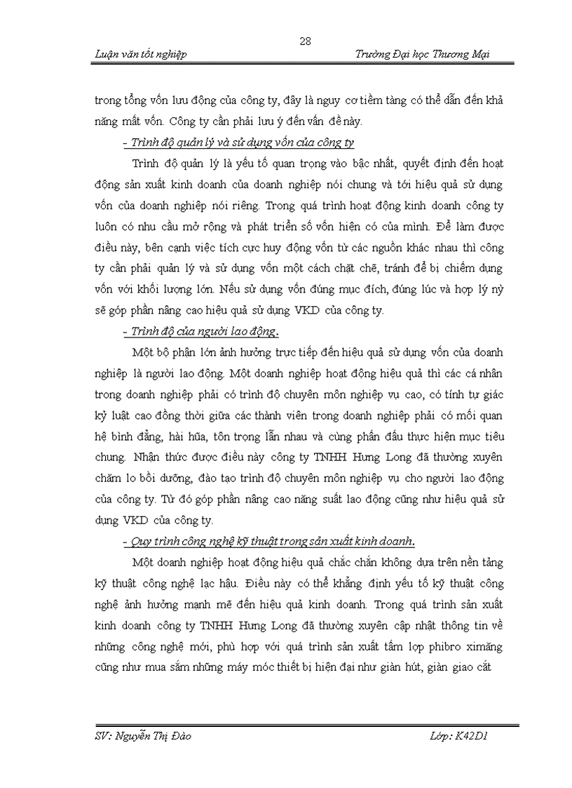 image for page Hoàn thiện nội dung và phương pháp phân tích hiệu quả sử dụng vốn kinh doanh tại công ty TNHH Hưng Long