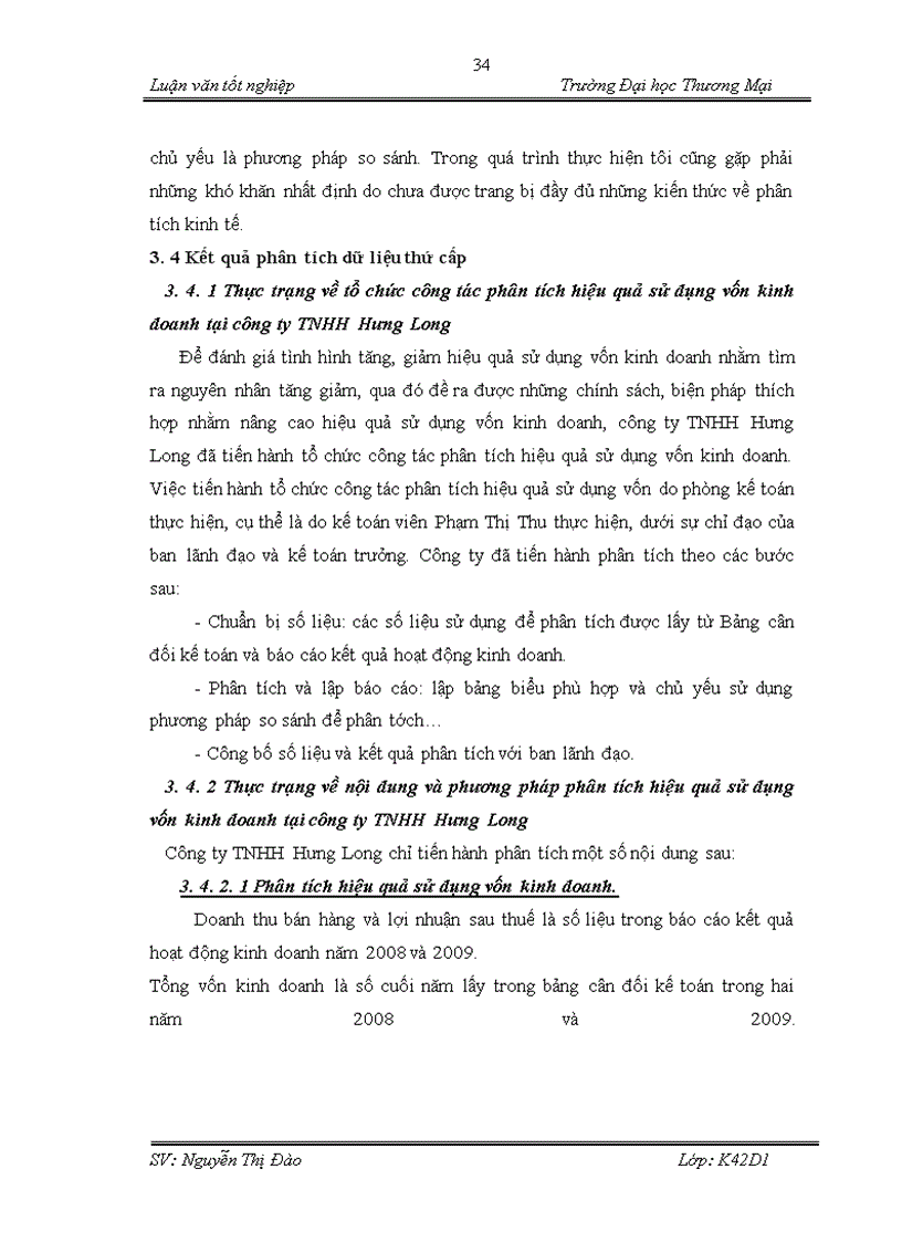 image for page Hoàn thiện nội dung và phương pháp phân tích hiệu quả sử dụng vốn kinh doanh tại công ty TNHH Hưng Long