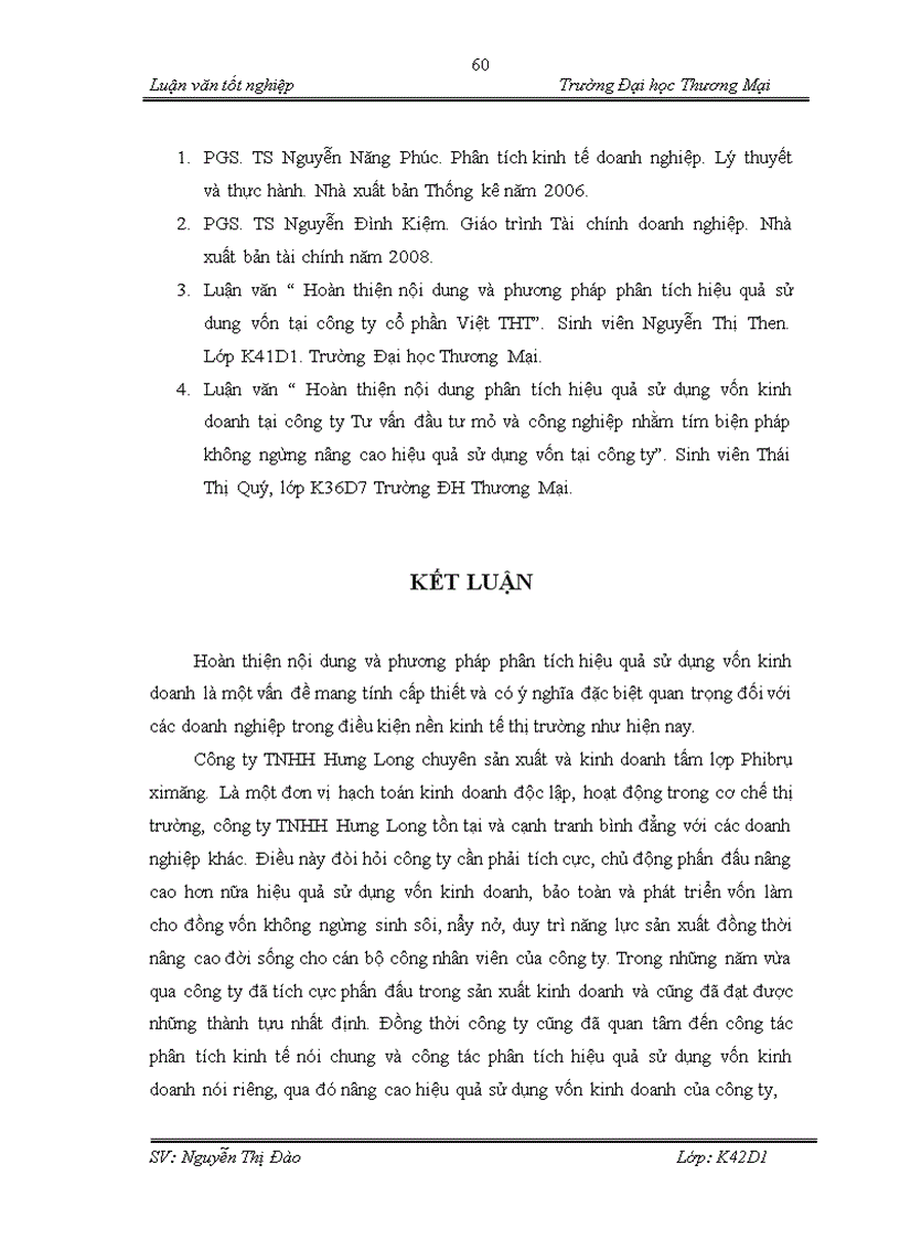 image for page Hoàn thiện nội dung và phương pháp phân tích hiệu quả sử dụng vốn kinh doanh tại công ty TNHH Hưng Long