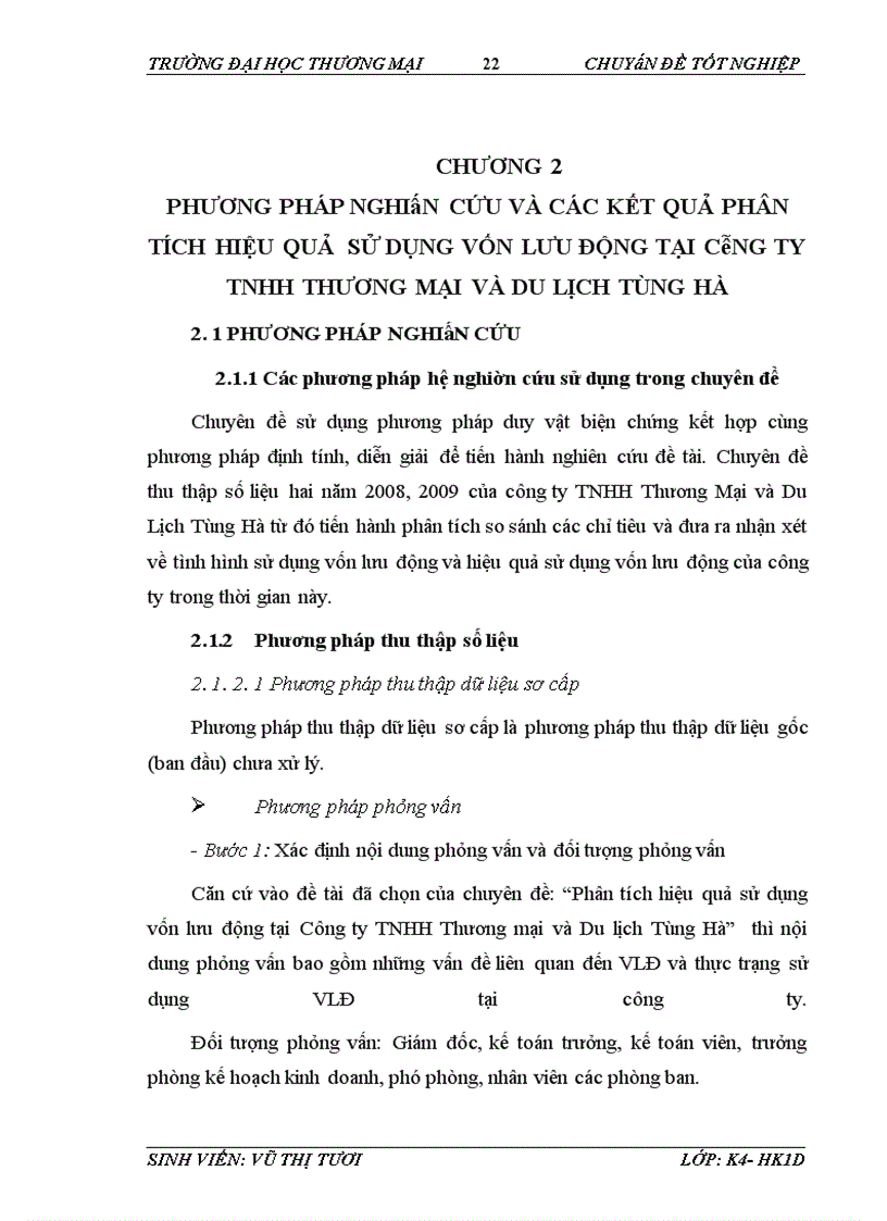 image for page Phân tích hiệu quả sử dụng vốn lưu động tại Công ty TNHH Thương mại và Du lịch Tùng Hà