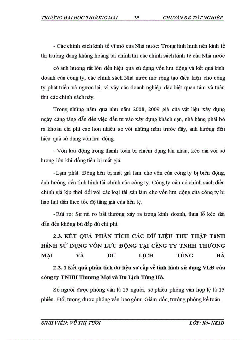 image for page Phân tích hiệu quả sử dụng vốn lưu động tại Công ty TNHH Thương mại và Du lịch Tùng Hà