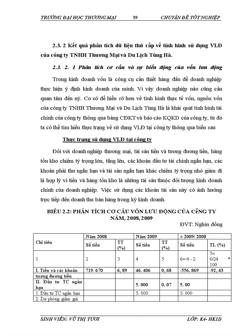 image for page Phân tích hiệu quả sử dụng vốn lưu động tại Công ty TNHH Thương mại và Du lịch Tùng Hà