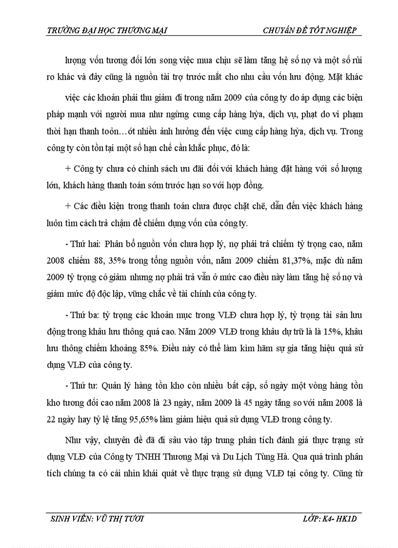 image for page Phân tích hiệu quả sử dụng vốn lưu động tại Công ty TNHH Thương mại và Du lịch Tùng Hà