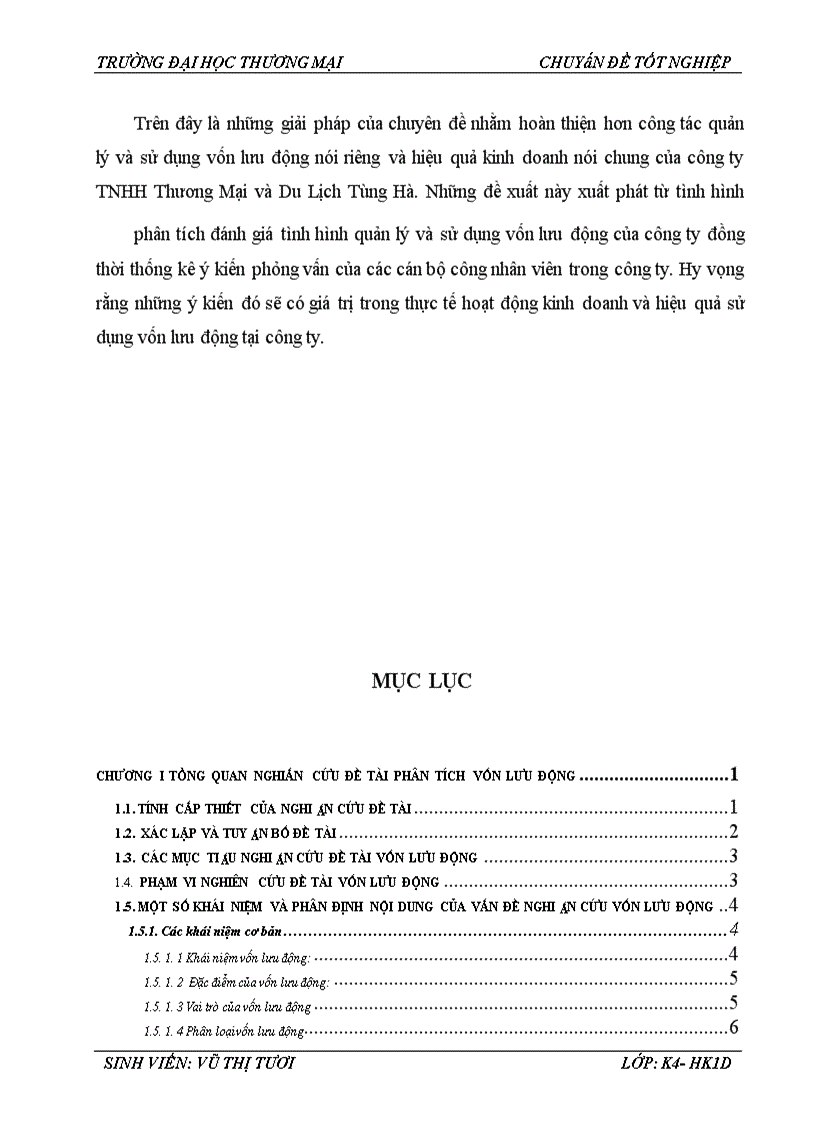 image for page Phân tích hiệu quả sử dụng vốn lưu động tại Công ty TNHH Thương mại và Du lịch Tùng Hà