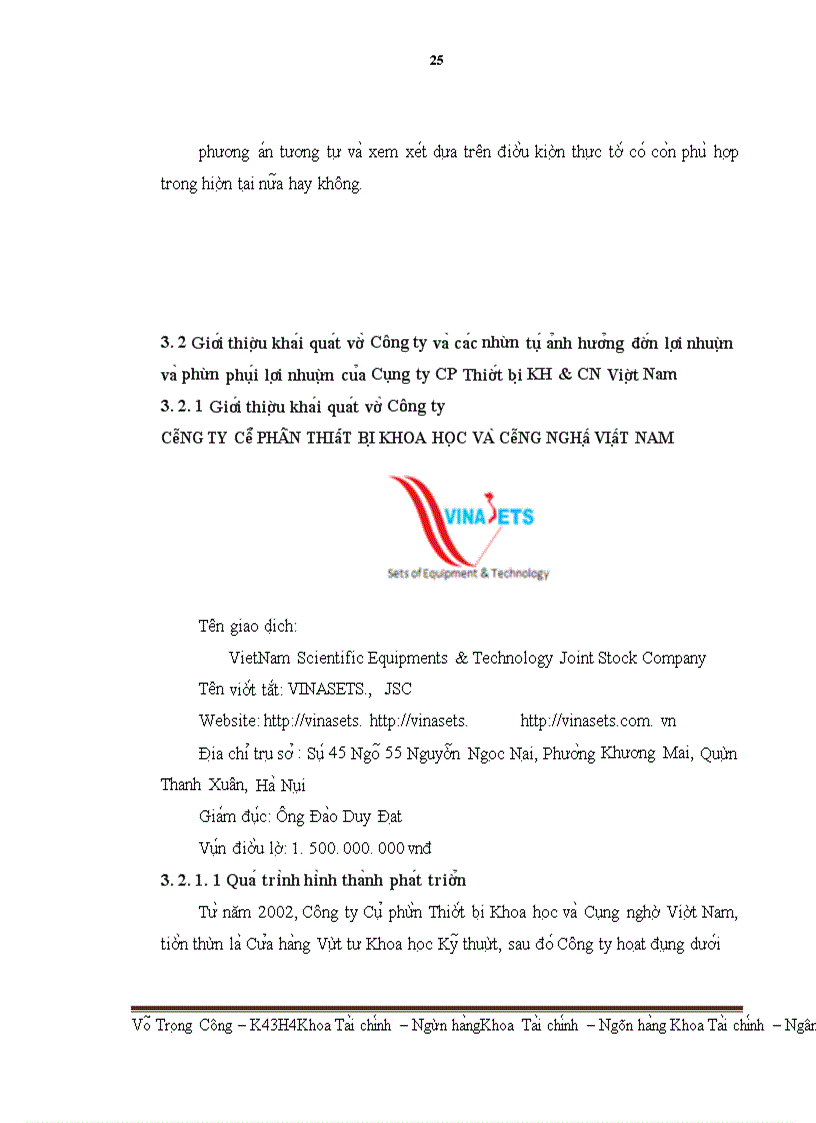 image for page Lợi nhuận và phân phối lợi nhuận của Công ty CP Thiết bị KH&CN Việt Nam