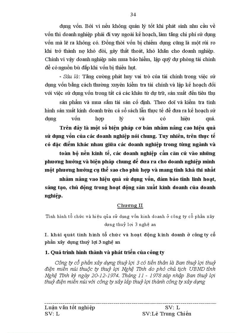 image for page Vốn kinh doanh và các biện pháp nâng cao hiệu quả tổ chức và sử dụng vốn kinh doanh ở Công ty cổ phần xây dựng thuỷ lợi 3 Nghệ An