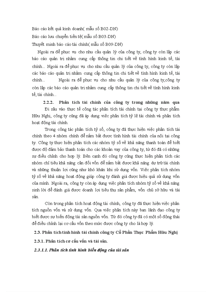 image for page Phân tích tình hình tài chính tại Công ty Cổ Phần Thực Phẩm Hữu Nghị