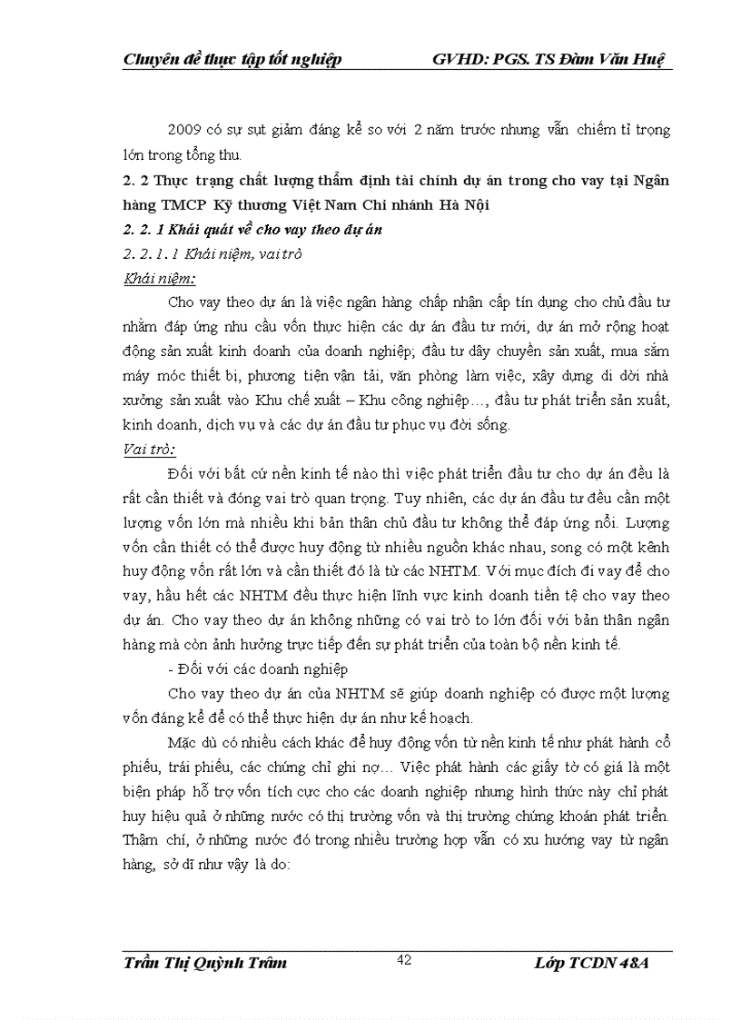 image for page Nâng cao chất lượng thẩm định tài chính dự án trong cho vay tại Ngân hàng TMCP Kỹ thương Việt Nam Chi nhánh Hà Nội