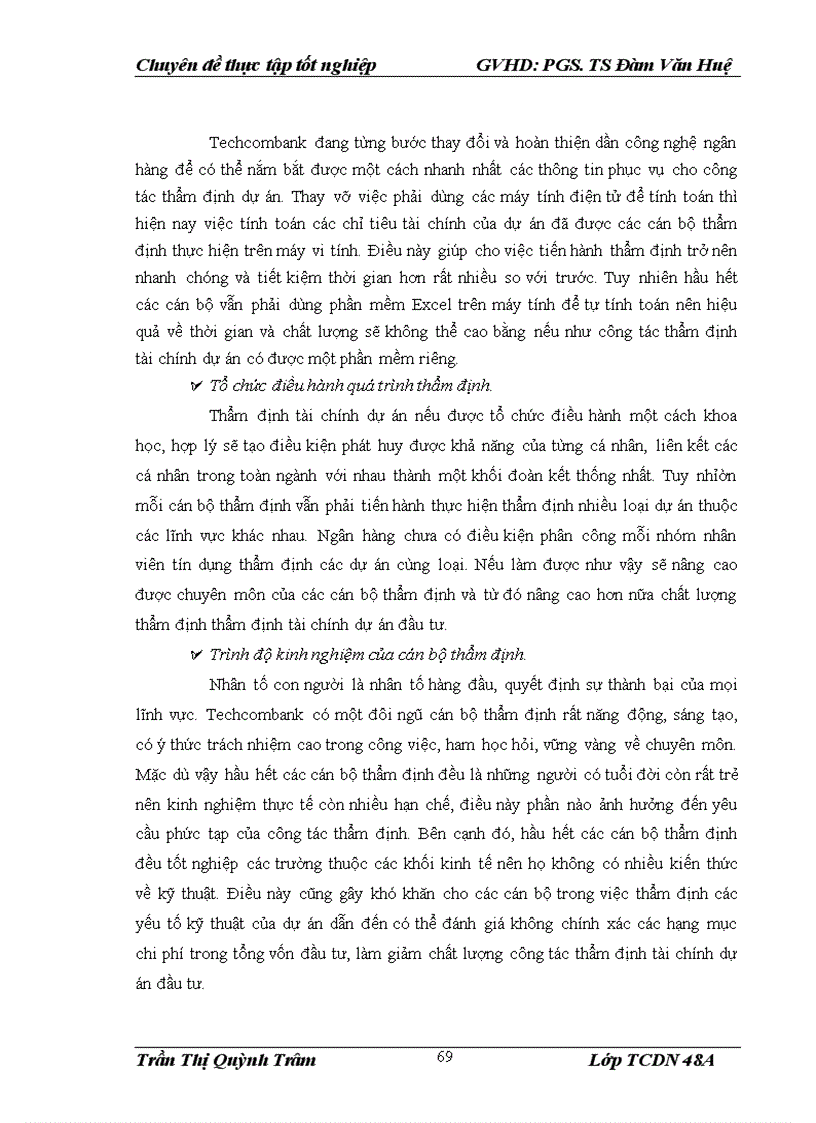image for page Nâng cao chất lượng thẩm định tài chính dự án trong cho vay tại Ngân hàng TMCP Kỹ thương Việt Nam Chi nhánh Hà Nội