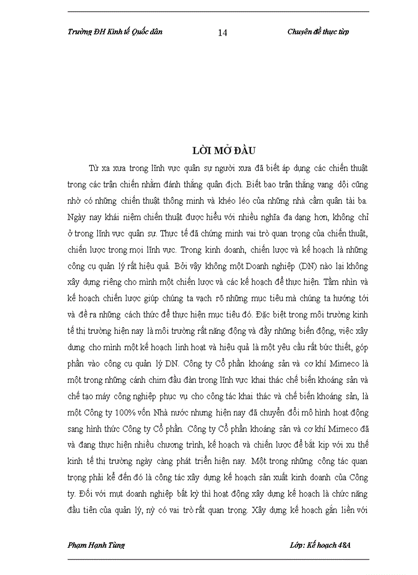 image for page Xây dựng kế hoạch sản xuất kinh doanh hàng năm tại Công ty Cổ phần Khoáng sản và Cơ khí Mimeco