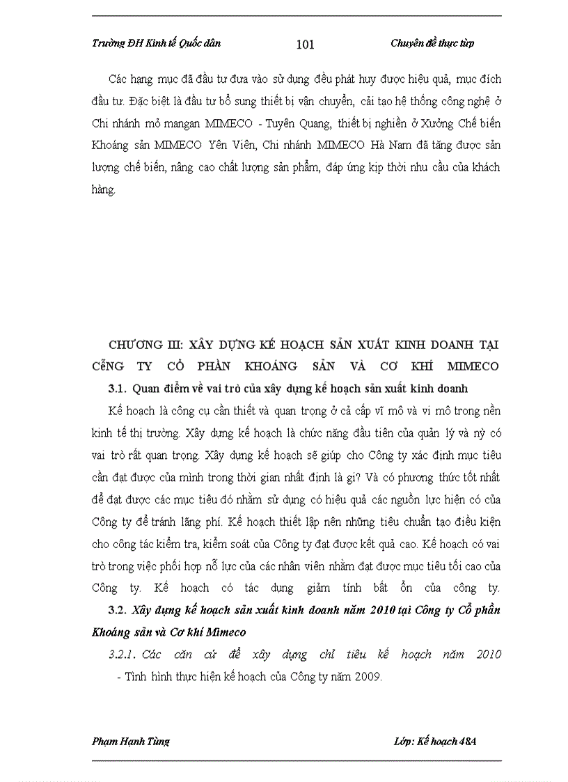 image for page Xây dựng kế hoạch sản xuất kinh doanh hàng năm tại Công ty Cổ phần Khoáng sản và Cơ khí Mimeco