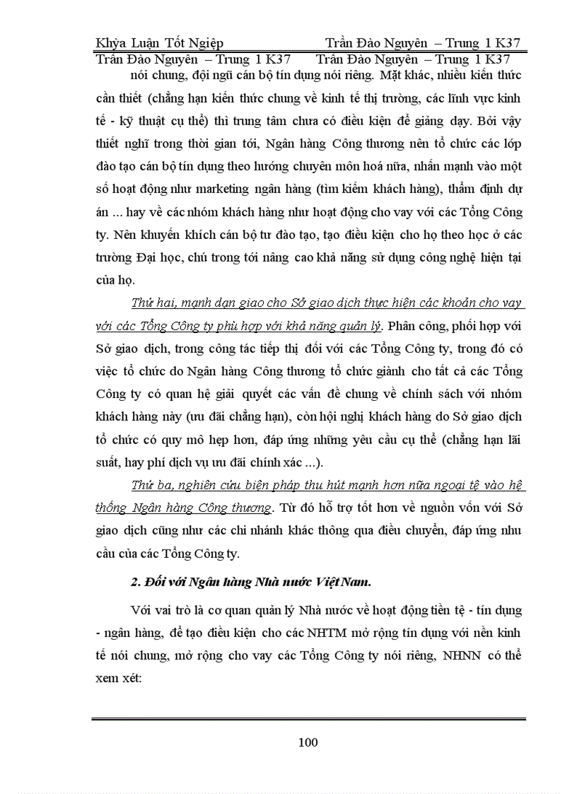 image for page Giải pháp nhằm mở rộng hoạt động cho vay các Tổng Công Ty Nhà nước tại Sở giao dịch I - Ngân hàng Công thương Việt Nam