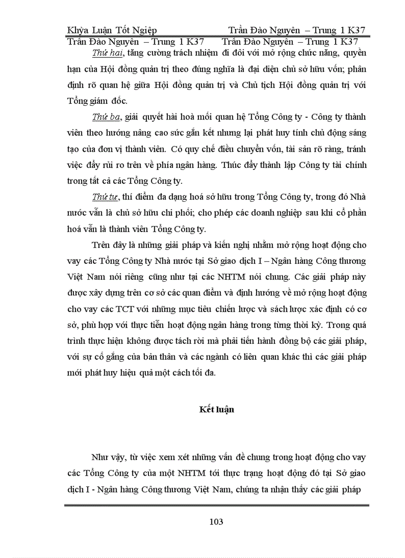 image for page Giải pháp nhằm mở rộng hoạt động cho vay các Tổng Công Ty Nhà nước tại Sở giao dịch I - Ngân hàng Công thương Việt Nam