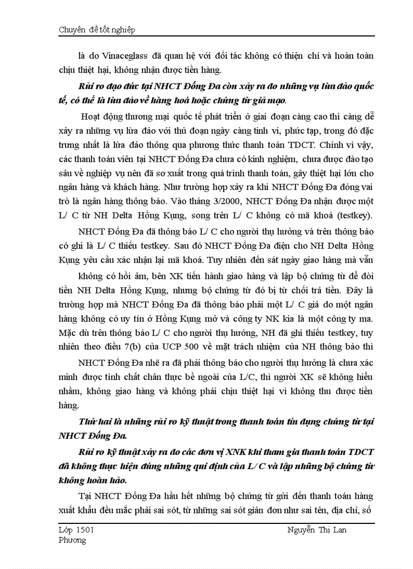 image for page Giải pháp nhằm hạn chế rủi ro trong phương thức thanh toán tín dụng chứng từ tại Ngân hàng Công thương Đống Đ