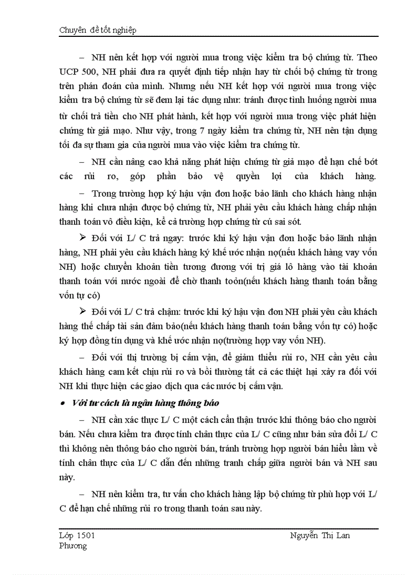 image for page Giải pháp nhằm hạn chế rủi ro trong phương thức thanh toán tín dụng chứng từ tại Ngân hàng Công thương Đống Đ