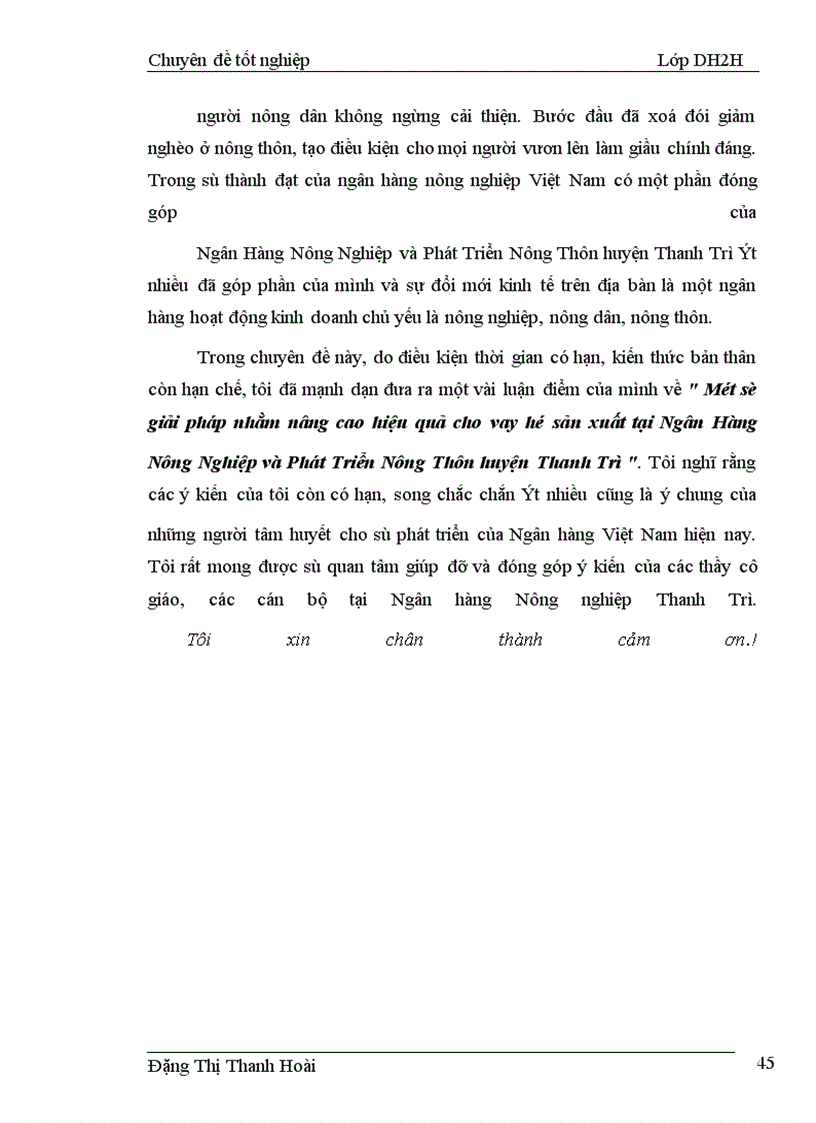 image for page Một số giải pháp nhằm nâng cao hiệu quả cho vay hộ sản xuất tại Ngân hàng nông nghiệp và Phát triển nông thôn huyện Thanh Trì