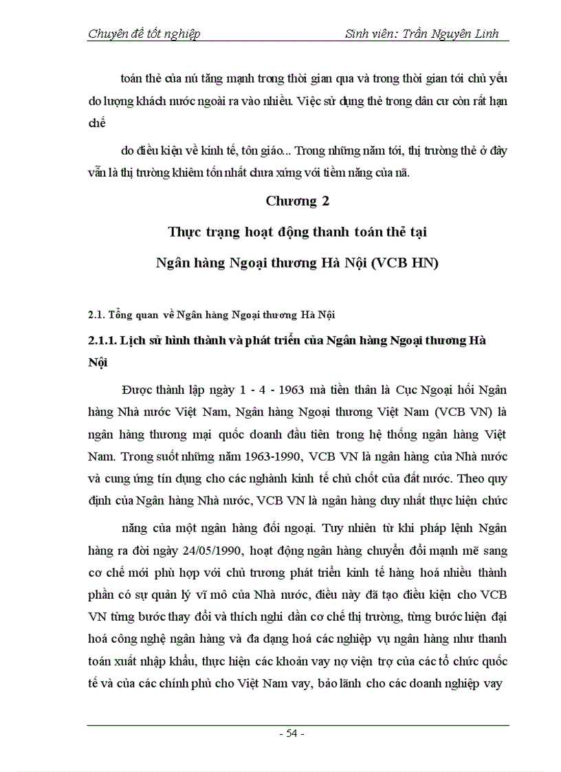 image for page Phát triển hoạt động thanh toán thẻ tại Ngân hàng Ngoại thương Hà Nội
