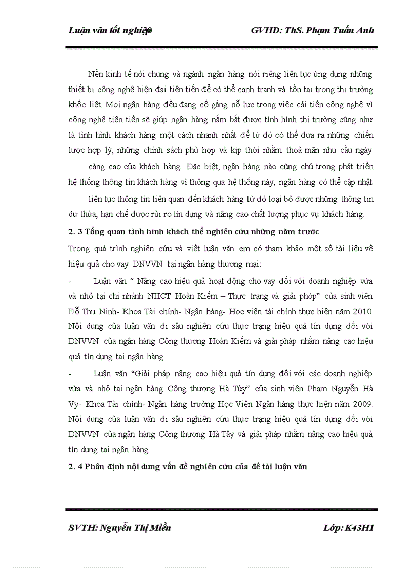 image for page Nâng cao hiệu quả cho vay DNVVN tại Ngân hàng TMCP Công Thương Việt Nam chi nhánh Tây Hà Nội