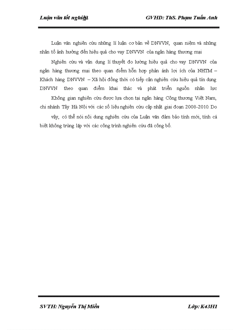 image for page Nâng cao hiệu quả cho vay DNVVN tại Ngân hàng TMCP Công Thương Việt Nam chi nhánh Tây Hà Nội