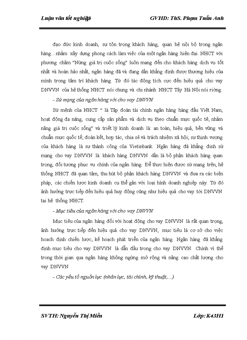 image for page Nâng cao hiệu quả cho vay DNVVN tại Ngân hàng TMCP Công Thương Việt Nam chi nhánh Tây Hà Nội