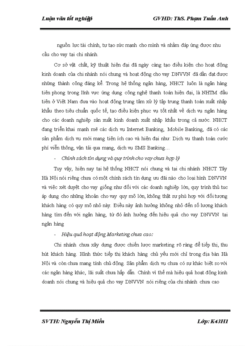 image for page Nâng cao hiệu quả cho vay DNVVN tại Ngân hàng TMCP Công Thương Việt Nam chi nhánh Tây Hà Nội