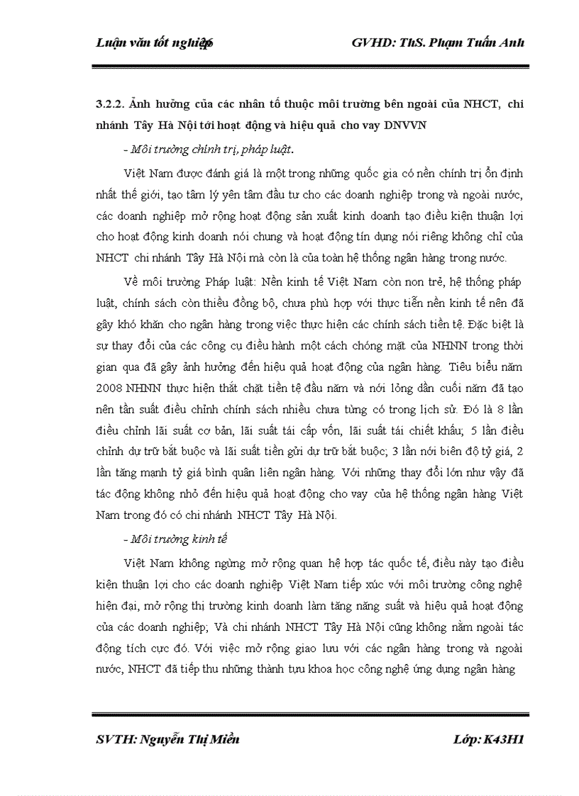 image for page Nâng cao hiệu quả cho vay DNVVN tại Ngân hàng TMCP Công Thương Việt Nam chi nhánh Tây Hà Nội