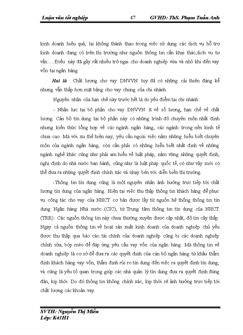 image for page Nâng cao hiệu quả cho vay DNVVN tại Ngân hàng TMCP Công Thương Việt Nam chi nhánh Tây Hà Nội