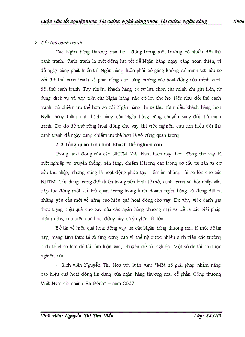 image for page Hiệu quả hoạt động cho vay tại Ngân hàng thương mại cổ phần Ngoại thương Việt Nam chi nhánh Thái Bình