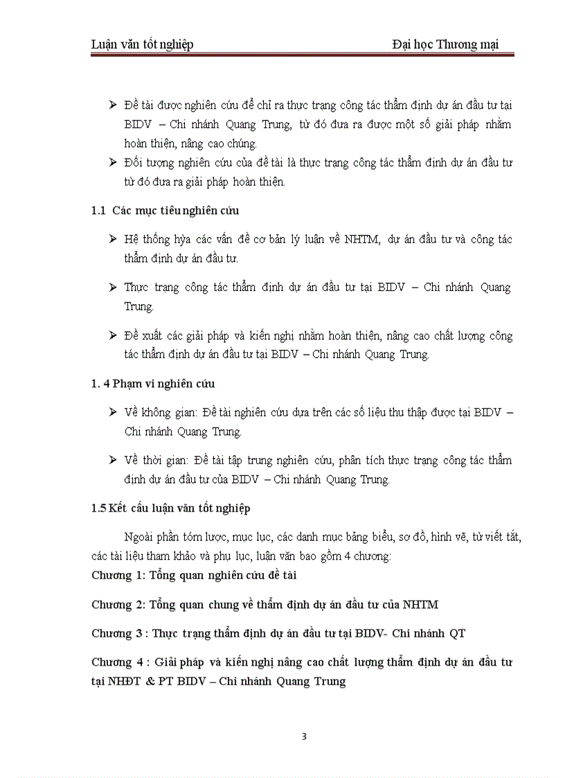 image for page Một số giải pháp nhằm hoàn thiện công tác thẩm định dự án đầu tư tại BIDV – Chi nhánh Quang Trung