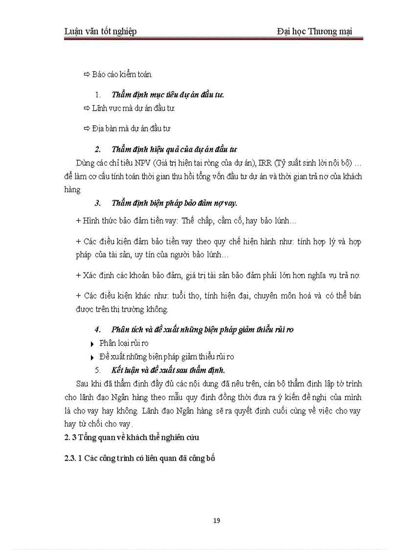 image for page Một số giải pháp nhằm hoàn thiện công tác thẩm định dự án đầu tư tại BIDV – Chi nhánh Quang Trung