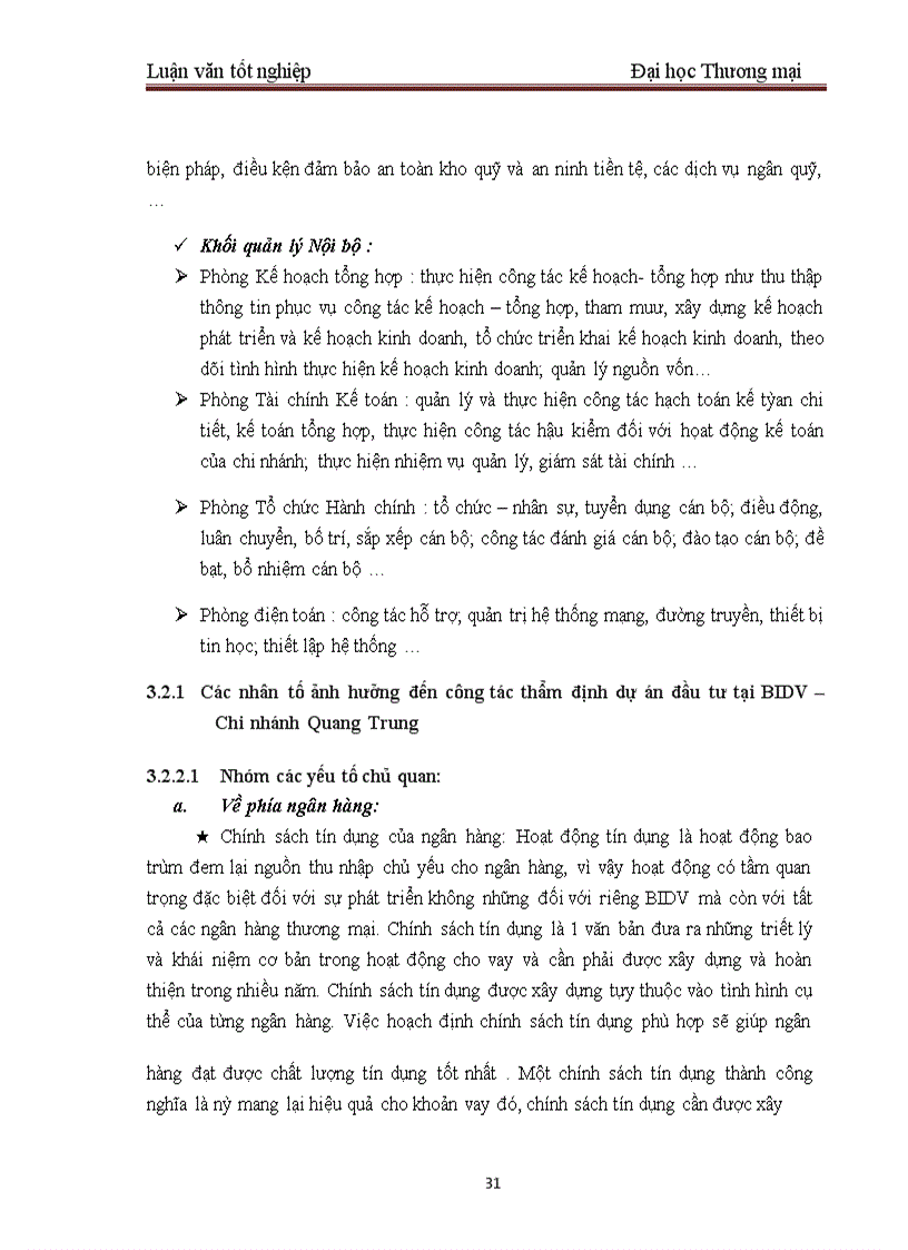 image for page Một số giải pháp nhằm hoàn thiện công tác thẩm định dự án đầu tư tại BIDV – Chi nhánh Quang Trung