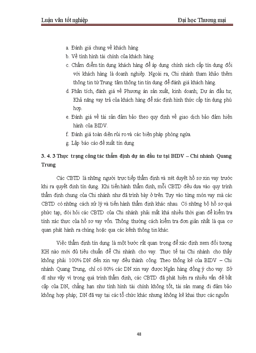 image for page Một số giải pháp nhằm hoàn thiện công tác thẩm định dự án đầu tư tại BIDV – Chi nhánh Quang Trung