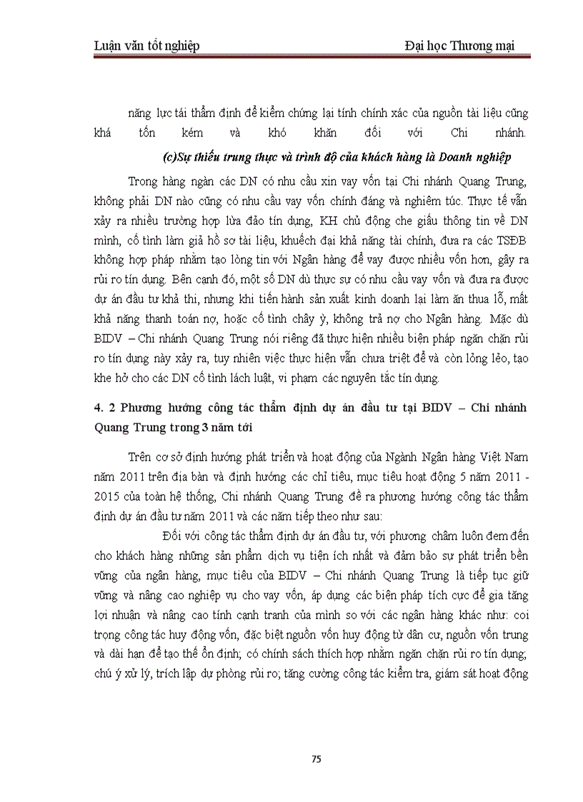 image for page Một số giải pháp nhằm hoàn thiện công tác thẩm định dự án đầu tư tại BIDV – Chi nhánh Quang Trung