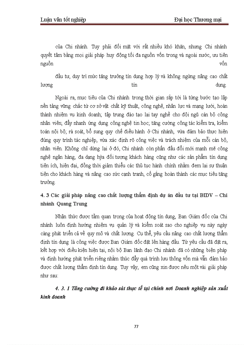 image for page Một số giải pháp nhằm hoàn thiện công tác thẩm định dự án đầu tư tại BIDV – Chi nhánh Quang Trung