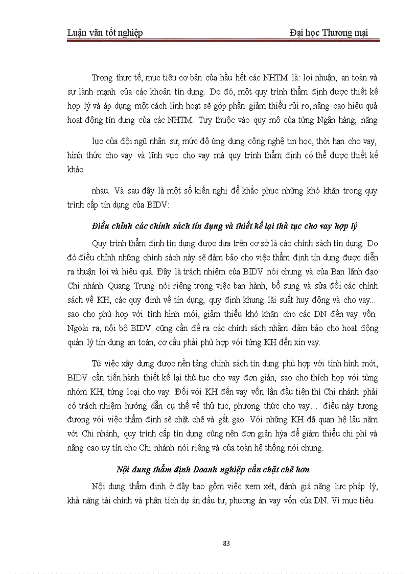 image for page Một số giải pháp nhằm hoàn thiện công tác thẩm định dự án đầu tư tại BIDV – Chi nhánh Quang Trung