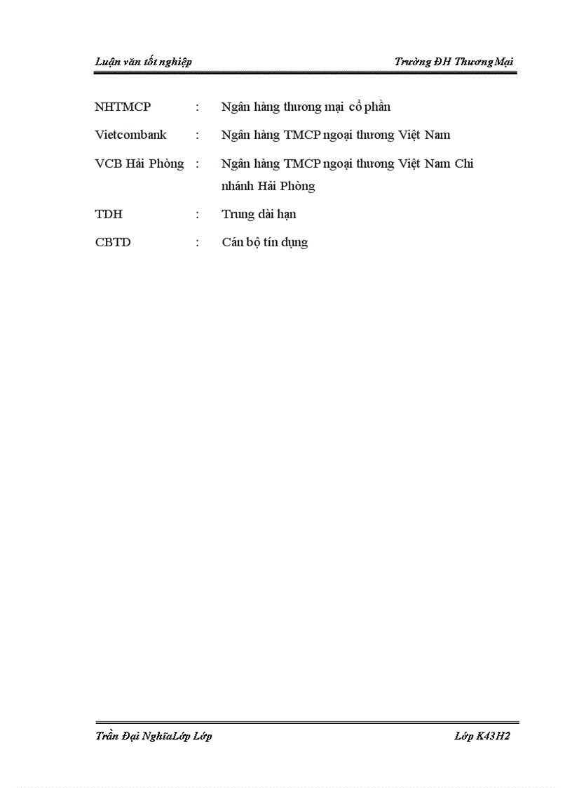 image for page Chất lượng tín dụng trung và dài hạn tại Ngân hàng TMCP Ngoại thương Việt Nam Chi nhánh Hải Phòng