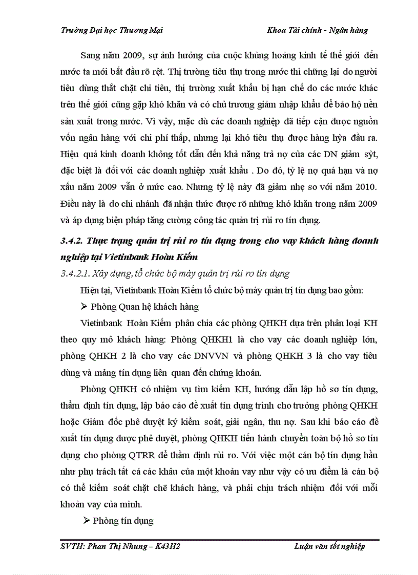 image for page Quản trị rủi ro tín dụng trong hoạt động cho vay khách hàng doanh nghiệp tại Vietinbank Hoàn Kiếm