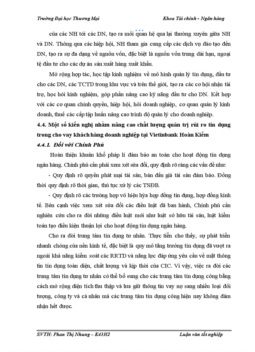 image for page Quản trị rủi ro tín dụng trong hoạt động cho vay khách hàng doanh nghiệp tại Vietinbank Hoàn Kiếm