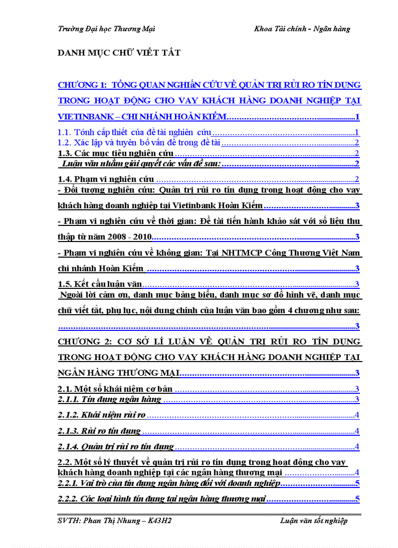 image for page Quản trị rủi ro tín dụng trong hoạt động cho vay khách hàng doanh nghiệp tại Vietinbank Hoàn Kiếm