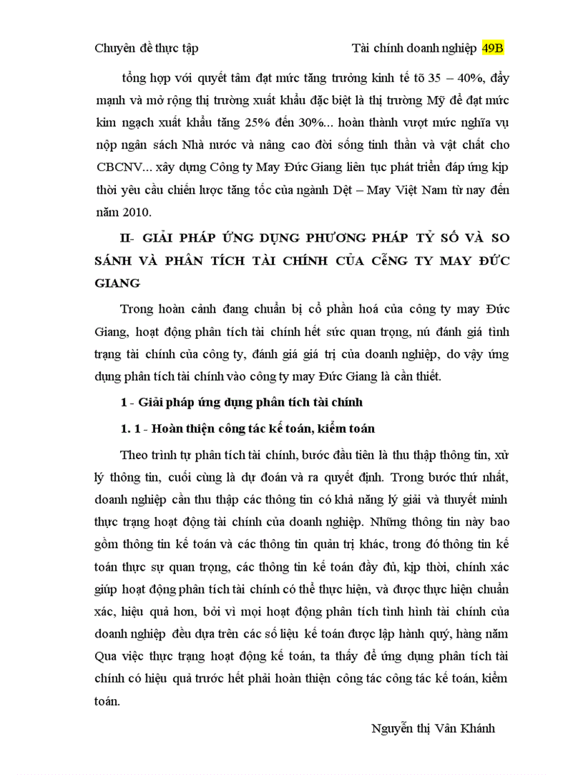 image for page Ứng dụng phương pháp phân tích tỷ số và phương pháp so sánh vào phân tích tài chính của Công ty may Đức Giang