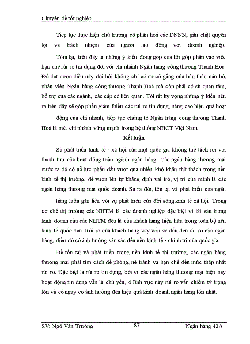 image for page Giải pháp phòng ngừa và hạn chế rủi ro trong cho vay tại ngân hàng công thương Thanh Hoá