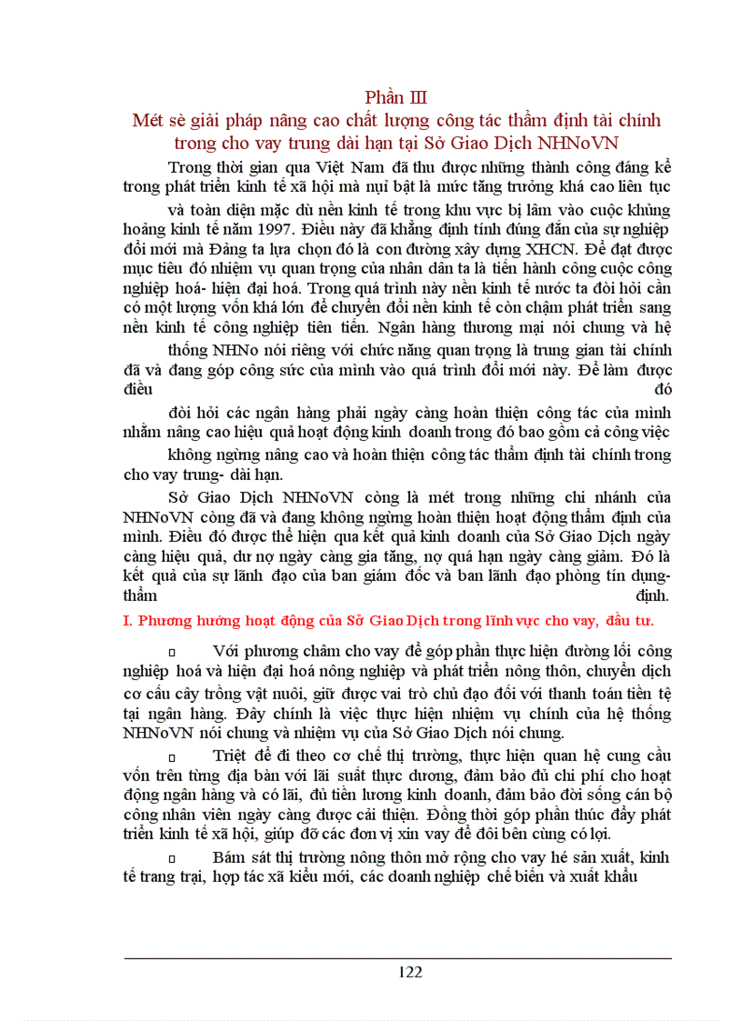 image for page Một số giải pháp nhằm nâng cao hiệu quả công tác thẩm định tài chính trong cho vay trung dài hạn tại Sở Giao Dịch NHNoVN