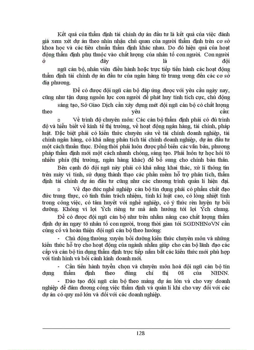 image for page Một số giải pháp nhằm nâng cao hiệu quả công tác thẩm định tài chính trong cho vay trung dài hạn tại Sở Giao Dịch NHNoVN
